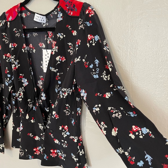 TANYA TAYLOR floral clusters clio top size: 6 100% silk - Picture 3 of 16